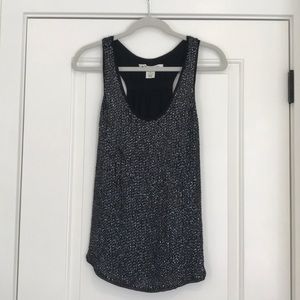 DVF DIANE VON FURSTENBERG navy sequin swing top.